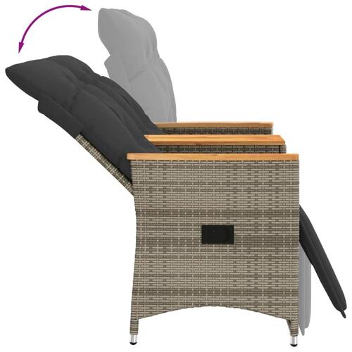 2-personers havesofa med bord og lænefunktion polyrattan grå