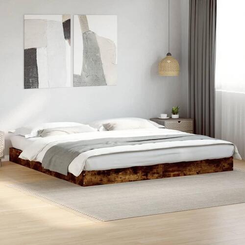 Sengestel uden madras 180x200 cm konstrueret træ røget eg