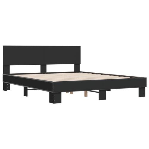 Sengestel 160x200 cm konstrueret træ og metal sort