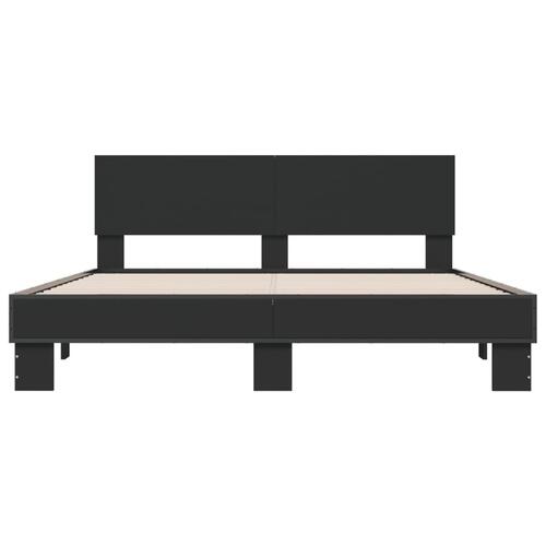 Sengestel 160x200 cm konstrueret træ og metal sort