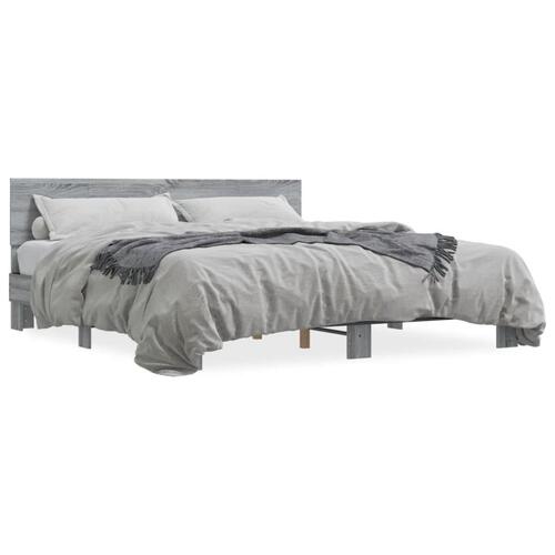 Sengestel 180x200 cm konstrueret træ og metal grå sonoma-eg