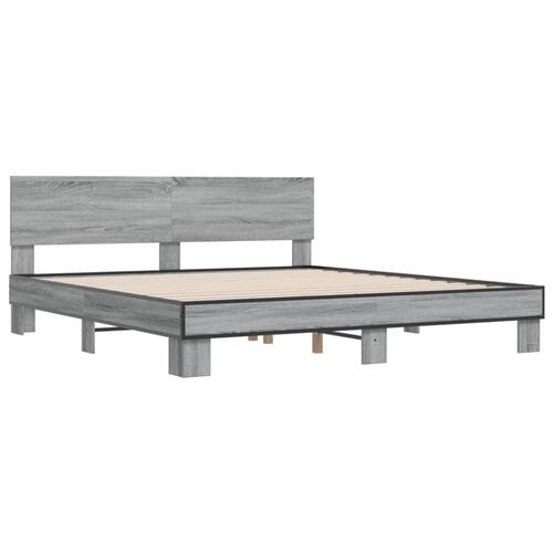 Sengestel 180x200 cm konstrueret træ og metal grå sonoma-eg