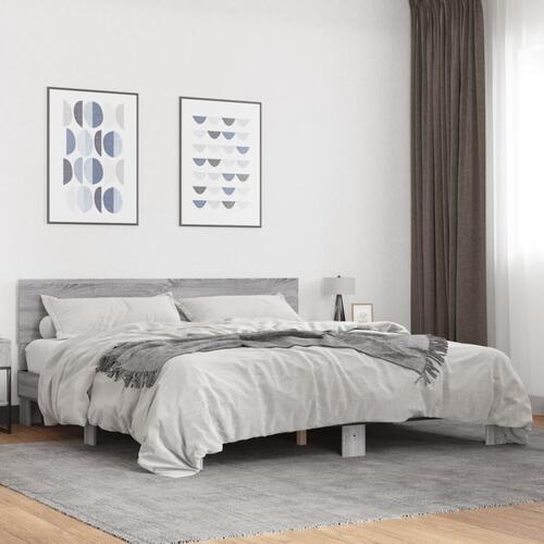 Sengestel 180x200 cm konstrueret træ og metal grå sonoma-eg