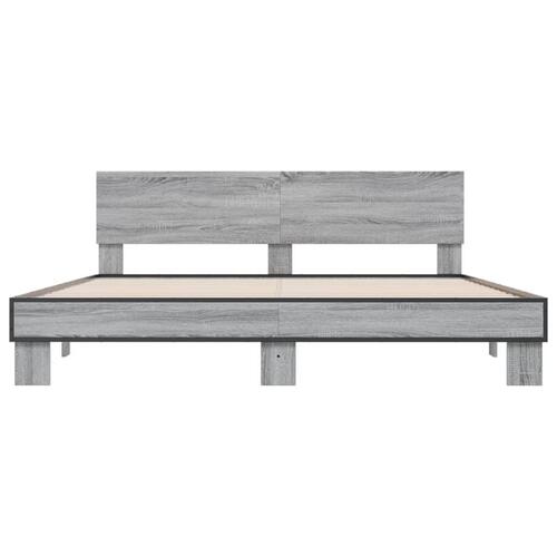 Sengestel 180x200 cm konstrueret træ og metal grå sonoma-eg