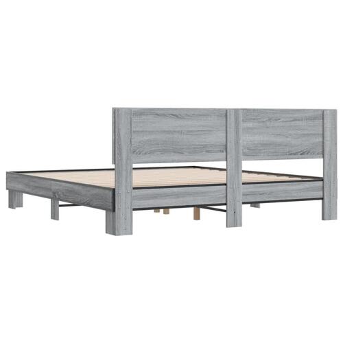 Sengestel 180x200 cm konstrueret træ og metal grå sonoma-eg
