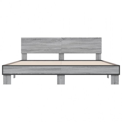 Sengestel 200x200 cm konstrueret træ og metal grå sonoma-eg