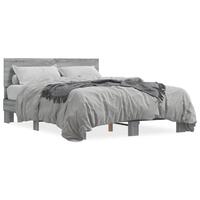 Sengestel 135x190 cm konstrueret træ og metal grå sonoma-eg