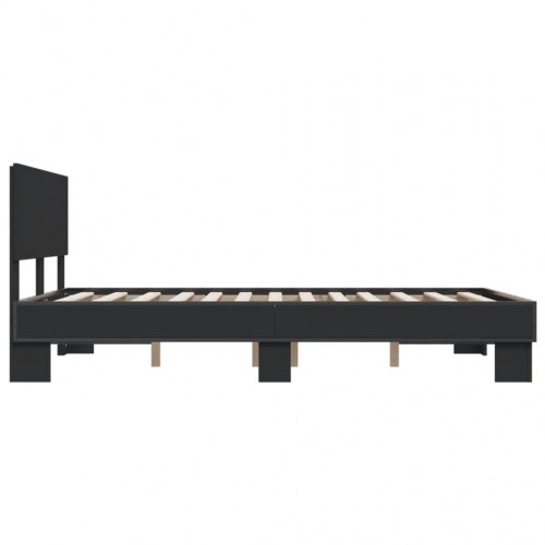 Sengestel 140 x 190 cm i sort konstrueret træ og metal