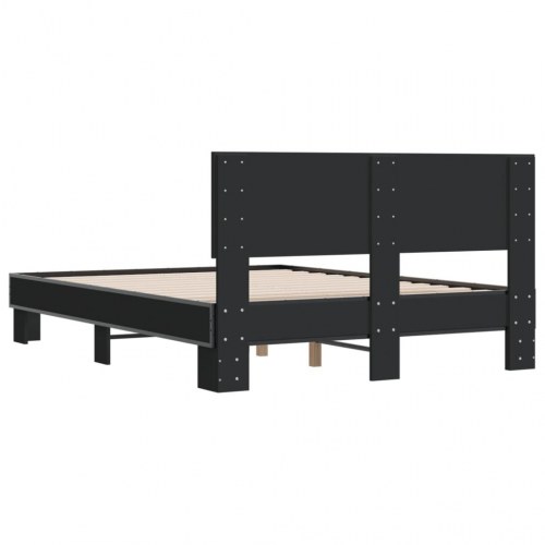 Sengestel 140 x 190 cm i sort konstrueret træ og metal