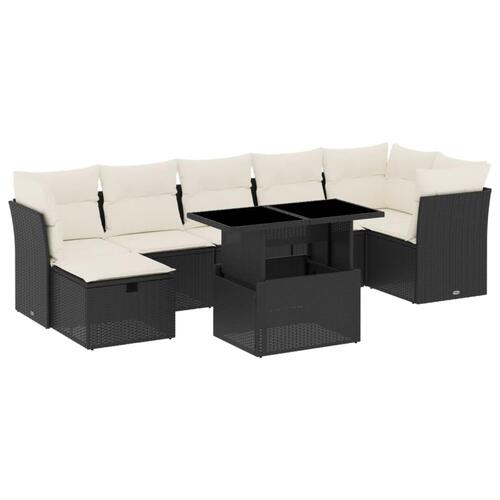 Sofasæt til haven 8 dele med hynder polyrattan sort