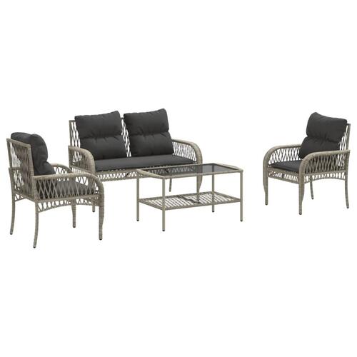 Sofasæt til haven 4 dele med hynder polyrattan lysegrå