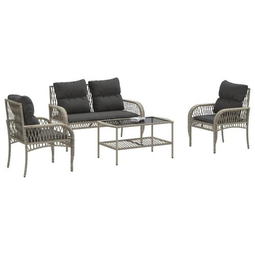 Sofasæt til haven 4 dele med hynder polyrattan lysegrå