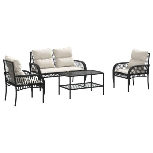 Sofasæt til haven 4 dele med hynder polyrattan sort