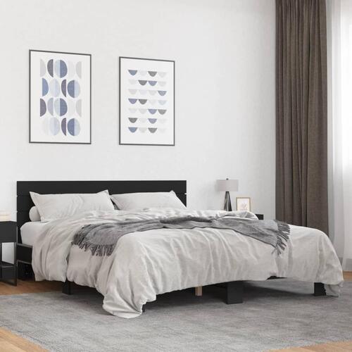 Sengestel 150x200 cm konstrueret træ og metal sort