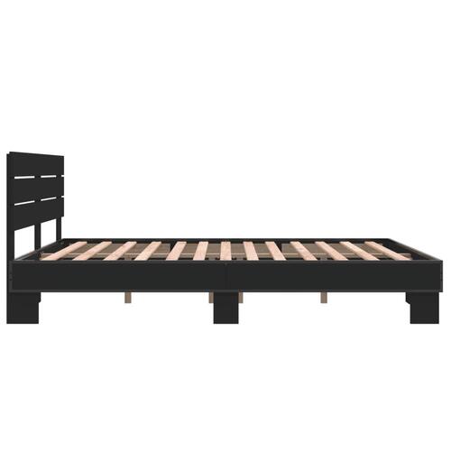 Sengestel 150x200 cm konstrueret træ og metal sort