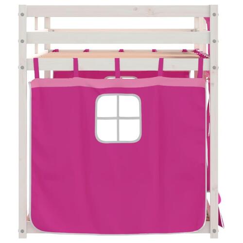 Køjeseng med gardiner 80x200 cm massivt fyrretræ pink