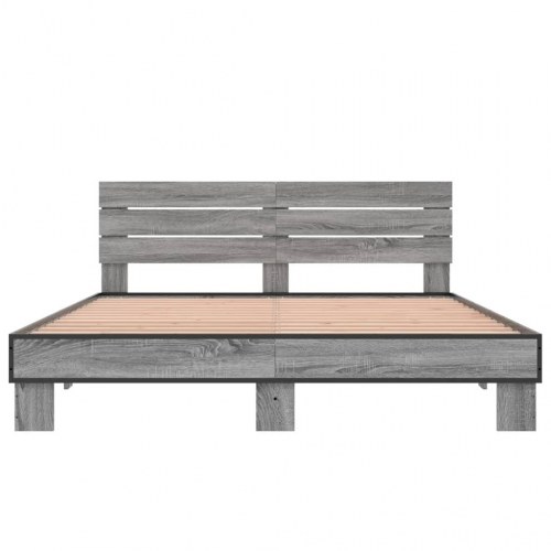 Sengestel 160x200 cm konstrueret træ og metal grå sonoma-eg
