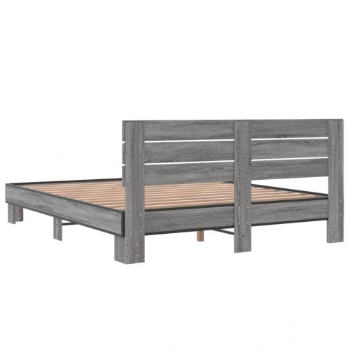 Sengestel 160x200 cm konstrueret træ og metal grå sonoma-eg