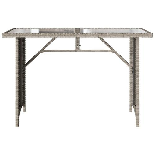 Havebord med glastop 110x68x70 cm polyrattan lysegrå