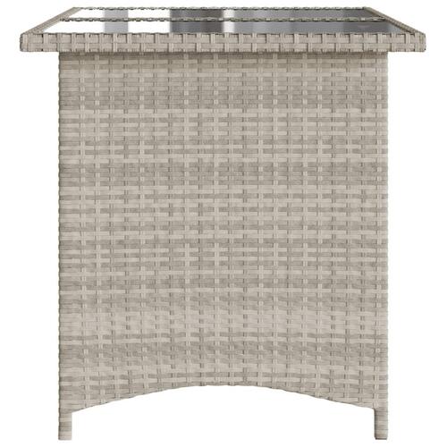Havebord med glastop 110x68x70 cm polyrattan lysegrå
