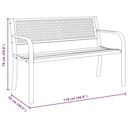 Havebænk 119 cm stål sort