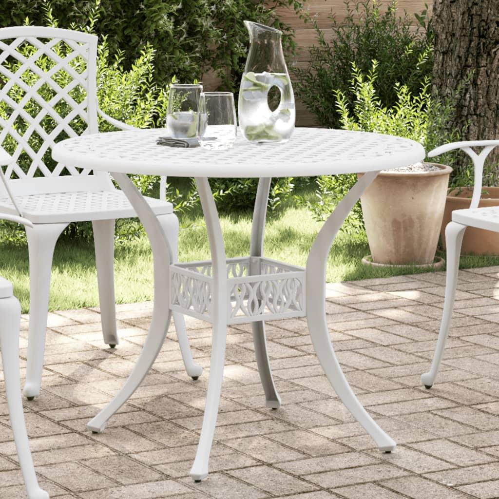 Havebord Ø90x75 cm støbt aluminium hvid billede