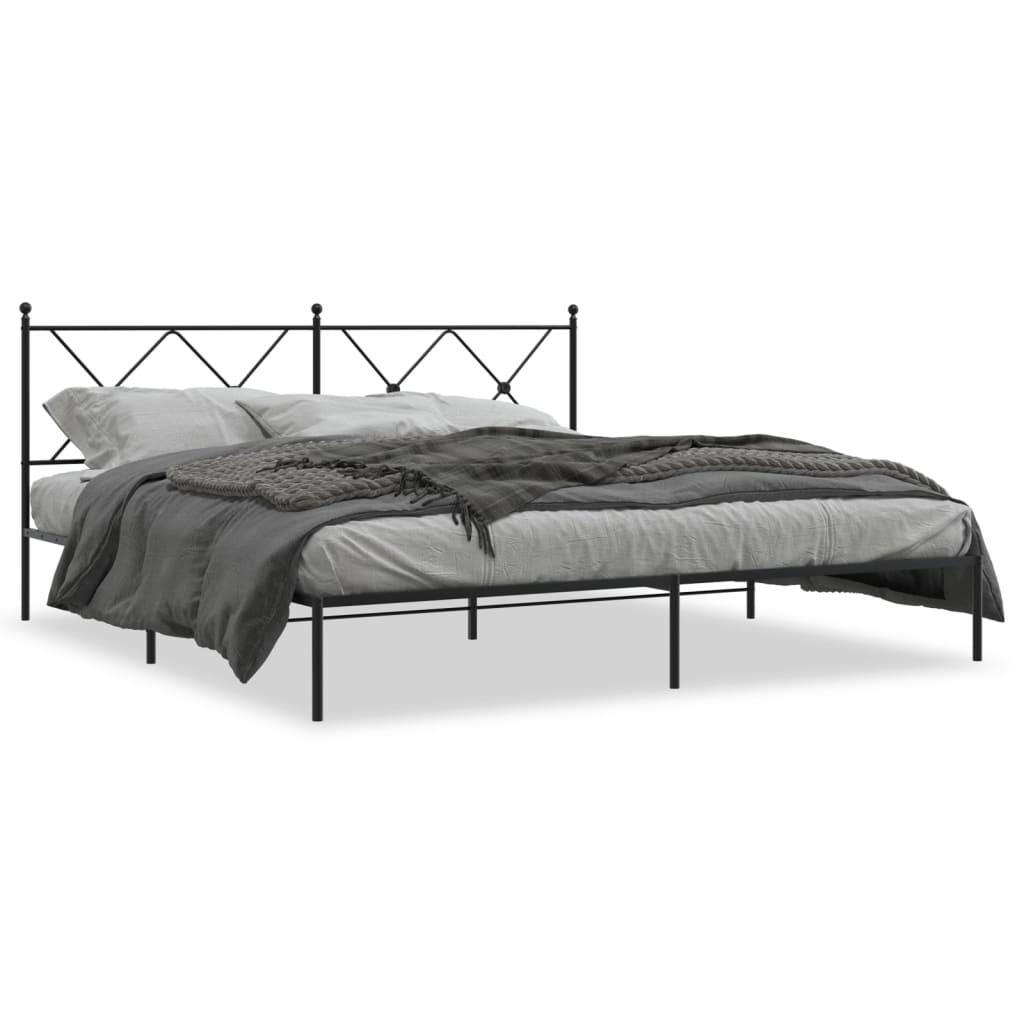 Sengeramme med sengegavl 183x213 cm metal sort billede