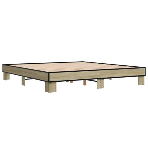 Sengestel 180x200 cm konstrueret træ og metal sonoma-eg
