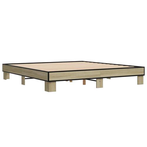 Sengestel 180x200 cm konstrueret træ og metal sonoma-eg