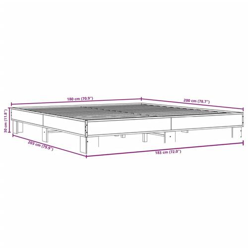 Sengestel 180x200 cm konstrueret træ og metal sonoma-eg