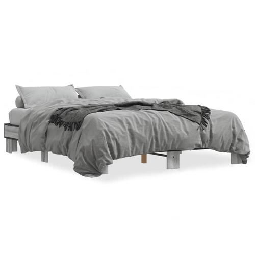 Sengestel 150x200 cm konstrueret træ og metal grå sonoma-eg