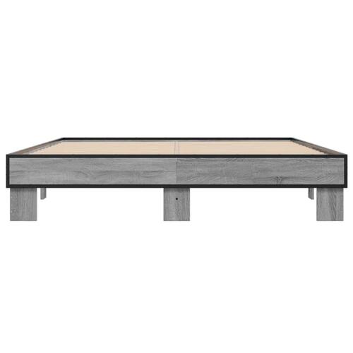 Sengestel 150x200 cm konstrueret træ og metal grå sonoma-eg