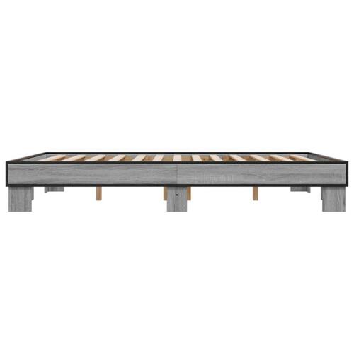 Sengestel 150x200 cm konstrueret træ og metal grå sonoma-eg