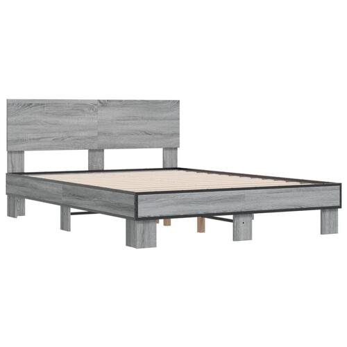 Sengestel 120x200 cm konstrueret træ og metal grå sonoma-eg