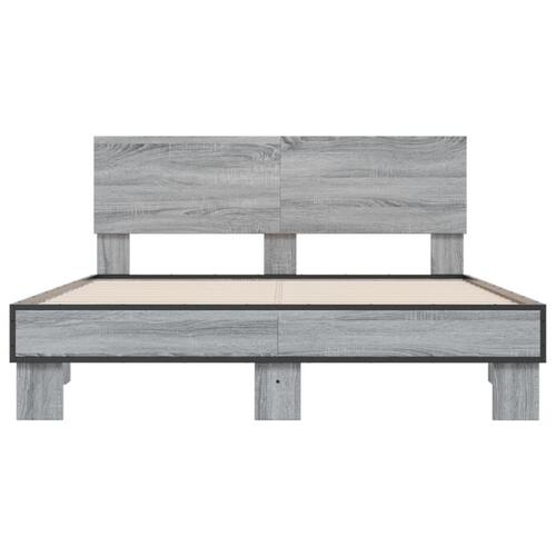 Sengestel 120x200 cm konstrueret træ og metal grå sonoma-eg