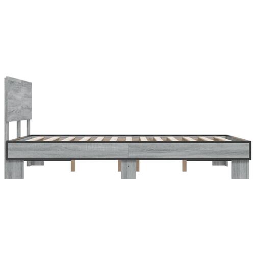 Sengestel 120x200 cm konstrueret træ og metal grå sonoma-eg