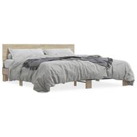 Sengestel 180x200 cm konstrueret træ og metal sonoma-eg
