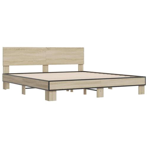 Sengestel 180x200 cm konstrueret træ og metal sonoma-eg