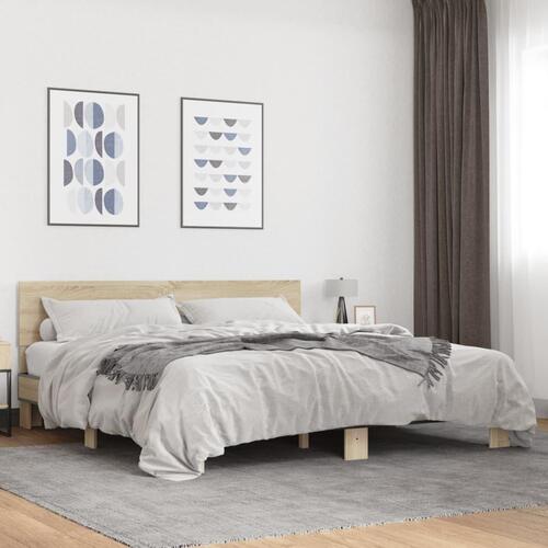 Sengestel 180x200 cm konstrueret træ og metal sonoma-eg