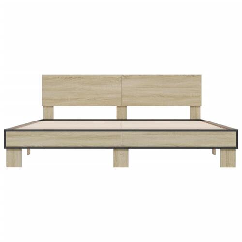 Sengestel 180x200 cm konstrueret træ og metal sonoma-eg
