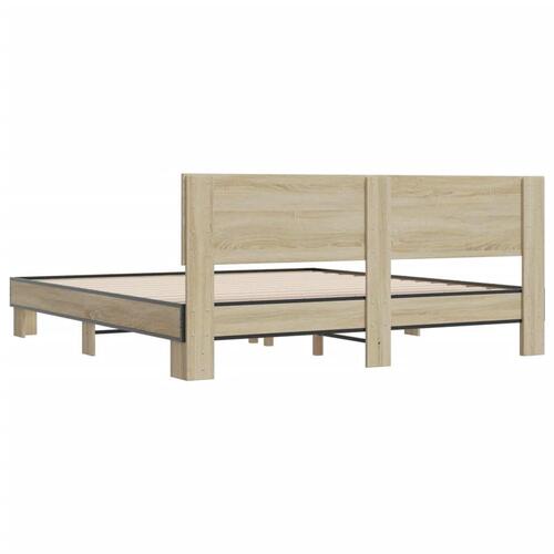 Sengestel 180x200 cm konstrueret træ og metal sonoma-eg