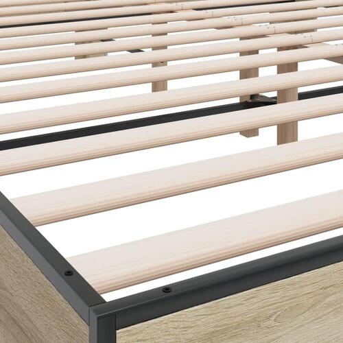 Sengestel 180x200 cm konstrueret træ og metal sonoma-eg