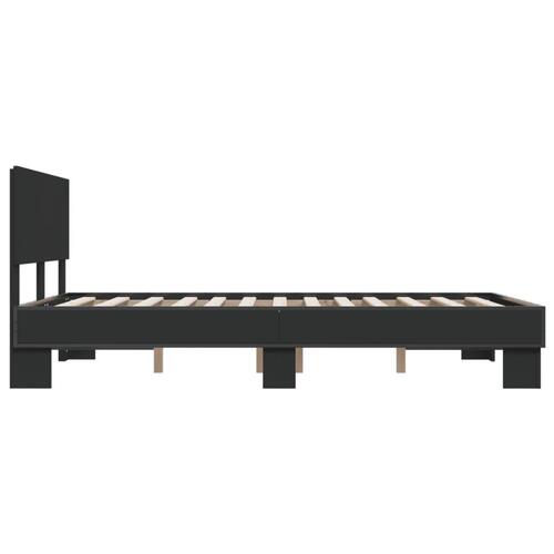 Sengestel 140x200 cm konstrueret træ og metal sort