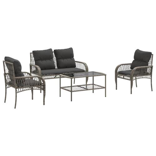 Sofasæt til haven 4 dele med hynder polyrattan grå