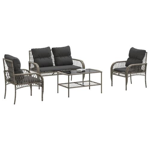 Sofasæt til haven 4 dele med hynder polyrattan grå