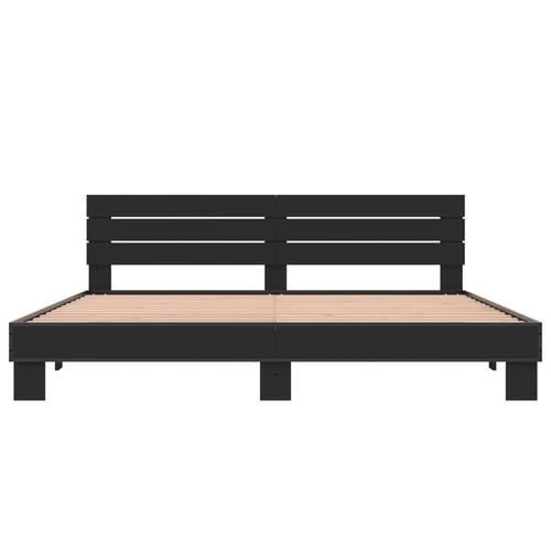 Sengestel 200x200 cm konstrueret træ og metal sort