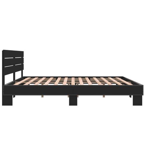 Sengestel 200x200 cm konstrueret træ og metal sort