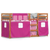 Køjeseng med gardiner 80x200 cm massivt fyrretræ pink
