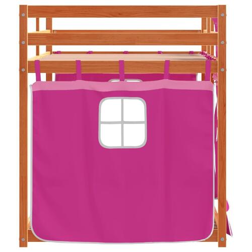 Køjeseng med gardiner 80x200 cm massivt fyrretræ pink