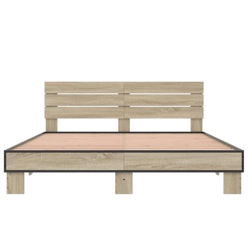 Sengestel 160x200 cm konstrueret træ og metal sonoma-eg